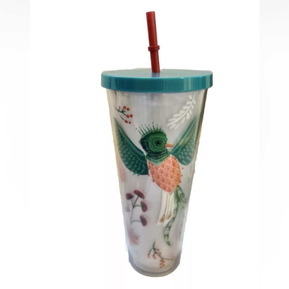 Starbucks Quetzal Bird In Flight 24 Oz Teal White Venti Tumbler with Straw
